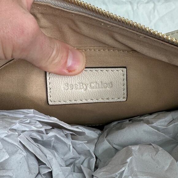 NWT See by Chloé Small Joan Leather Shoulder Bag Top Handle Cement Beige - Picture 10 of 13